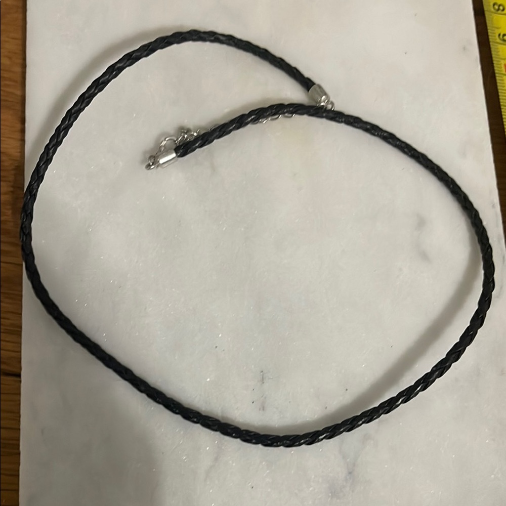 Black Leather Braided Choker Necklace